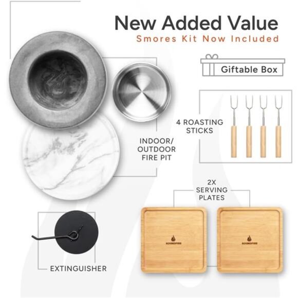 Tabletop Fire Pit Smores Kit - Ethanol Fire Pit, Fire Bowl, Table Top Fire Pit - Picture 3 of 4